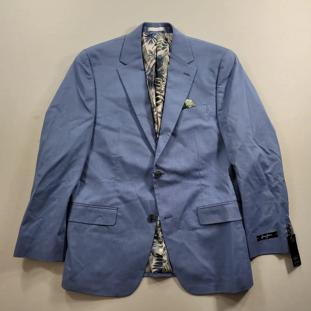 Sean John Solid Suit Jacket Mens‎ 40R 40 Light Blue Classic-Fit Cotton Blend NEW